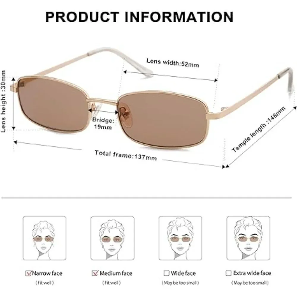 Trendy Small Y2K Rectangle Sunglasses for Women and Men Retro SJ1187